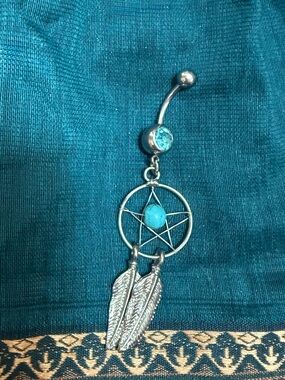 Turquoise Dreamcatcher Navel Ring Belly Button Jewelry